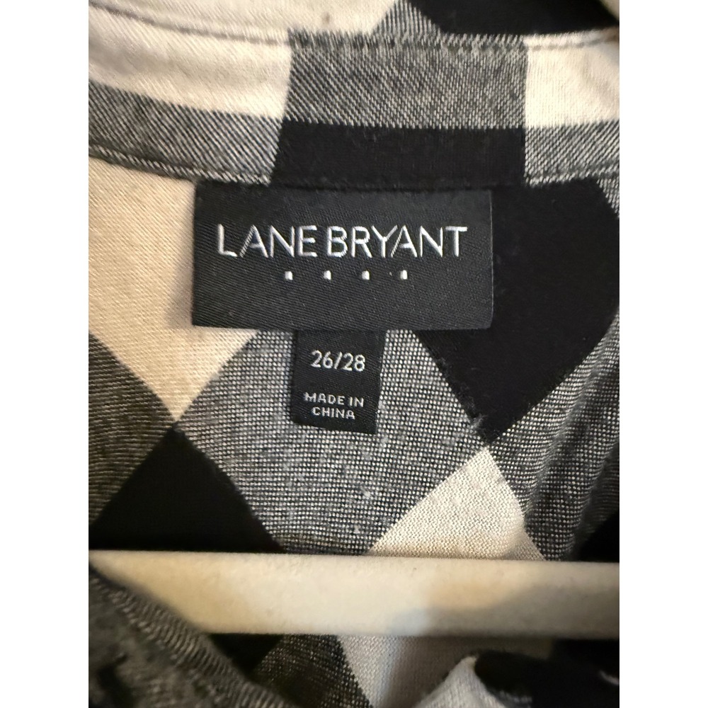 Lane‎ Bryant Black White Plaid Button Down Shirt Top Plus Size 26/28 - Picture 3 of 4